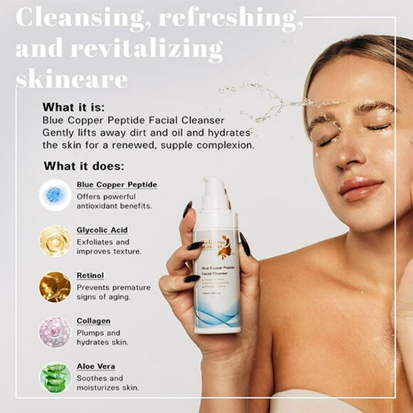 🩵💛Blue Copper Peptide Facial Cleanser + Super Renewal Serum Bundle - NIB! - Picture 2 of 7